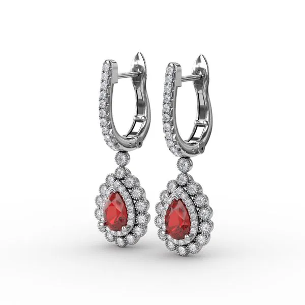 Pear-Shaped Ruby and Diamond Earrings  Image 2 Castle Couture Fine Jewelry Manalapan, NJ