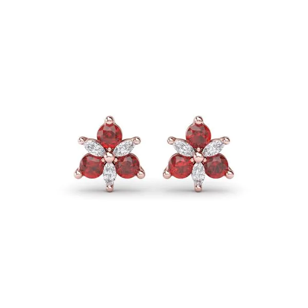 Trio Stud Ruby and Diamond Earrings Steve Lennon & Co Jewelers  New Hartford, NY