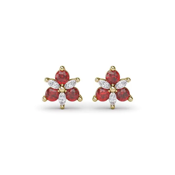 Trio Stud Ruby and Diamond Earrings Steve Lennon & Co Jewelers  New Hartford, NY