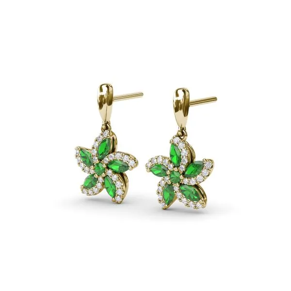 Emerald and Diamond Catalina Drop Earrings Image 2 Steve Lennon & Co Jewelers  New Hartford, NY