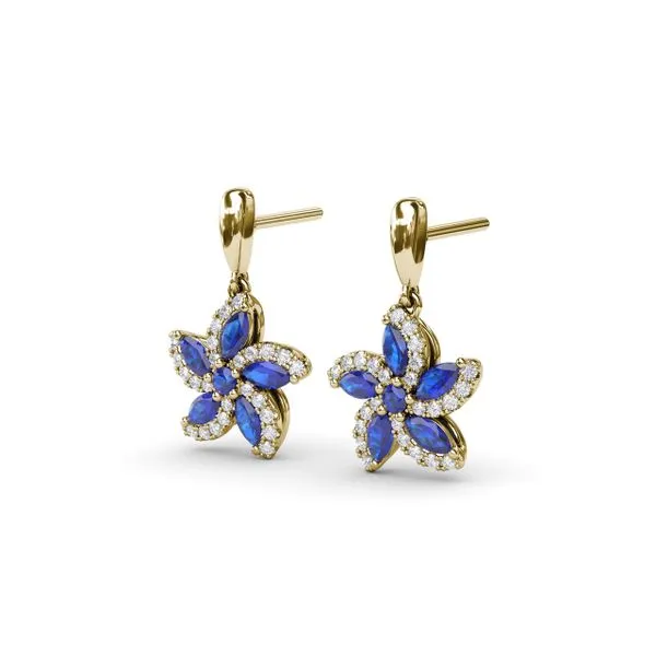 Sapphire and Diamond Catalina Drop Earrings Image 2 Moore Jewelers Laredo, TX