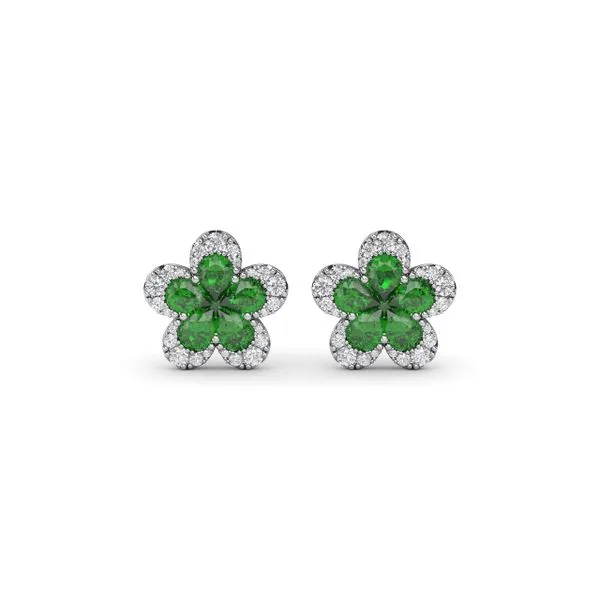 Magnolia Emerald and Diamond Earrings Quenan's Fine Jewelers Georgetown, TX