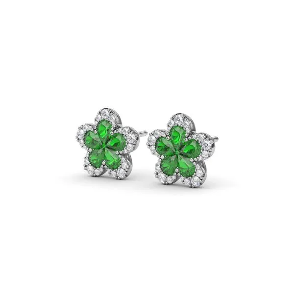 Magnolia Emerald and Diamond Earrings Image 2 Quenan's Fine Jewelers Georgetown, TX