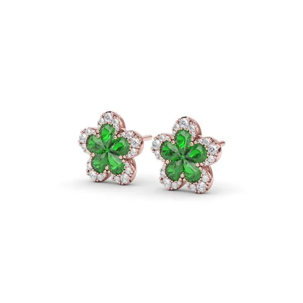 Magnolia Emerald and Diamond Earrings Image 2 Jim's Jewelers Tyler, TX
