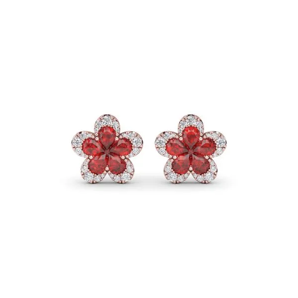Magnolia Ruby and Diamond Earrings Steve Lennon & Co Jewelers  New Hartford, NY