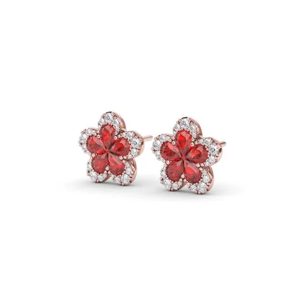 Magnolia Ruby and Diamond Earrings Image 2 Steve Lennon & Co Jewelers  New Hartford, NY