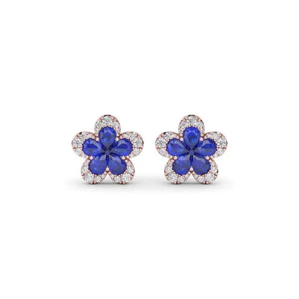 Magnolia Sapphire and Diamond Earrings Quest Fine Jewelers Fairfax, VA