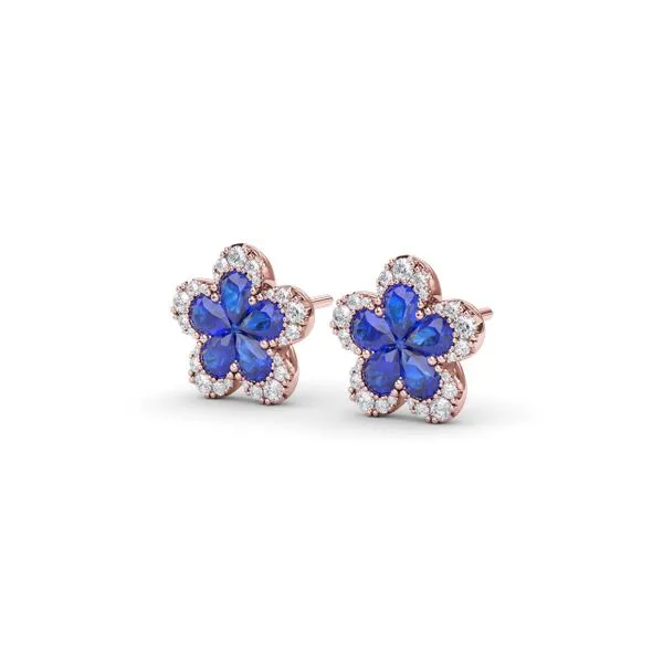 Magnolia Sapphire and Diamond Earrings Image 2 Quest Fine Jewelers Fairfax, VA