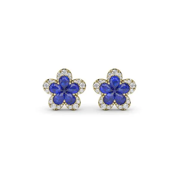 Magnolia Sapphire and Diamond Earrings Jim's Jewelers Tyler, TX