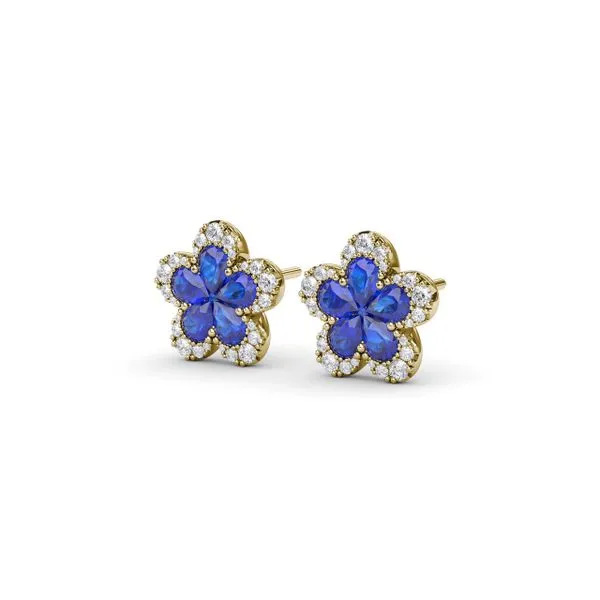 Magnolia Sapphire and Diamond Earrings Image 2 Jim's Jewelers Tyler, TX