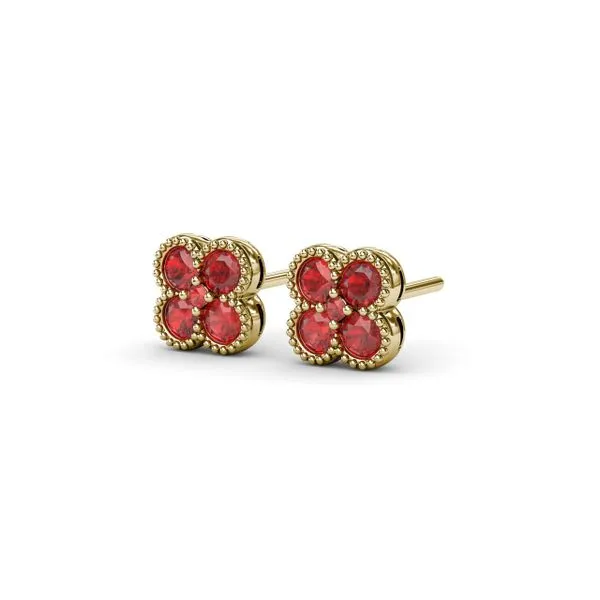 Magnolia Milgrain Ruby Earrings Image 2 Quest Fine Jewelers Fairfax, VA