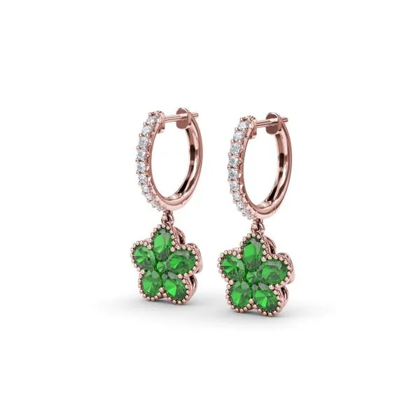 Magnolia Emerald Huggie Hoops Image 2 Shipley's Fine Jewelry Hampstead, MD