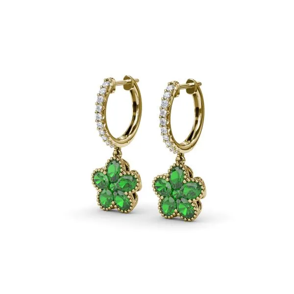 Magnolia Emerald Huggie Hoops Image 2 Steve Lennon & Co Jewelers  New Hartford, NY