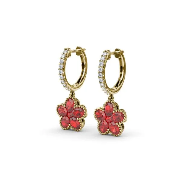 Magnolia Ruby Huggie Hoops Image 2 Quenan's Fine Jewelers Georgetown, TX