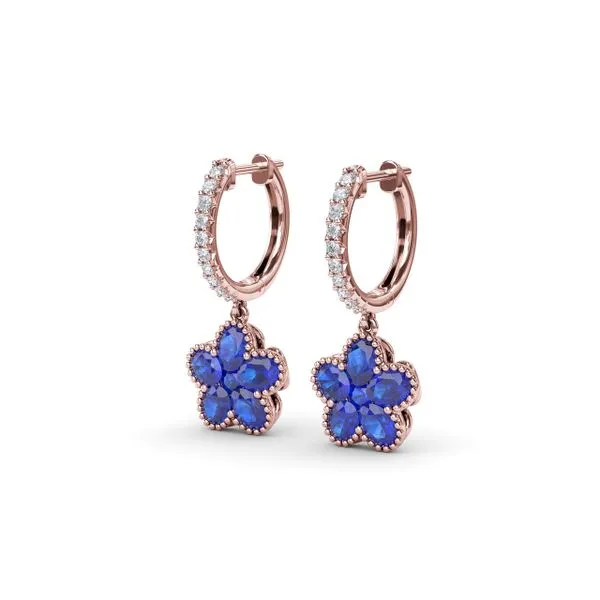 Magnolia Sapphire Huggie Hoops Image 2 Steve Lennon & Co Jewelers  New Hartford, NY
