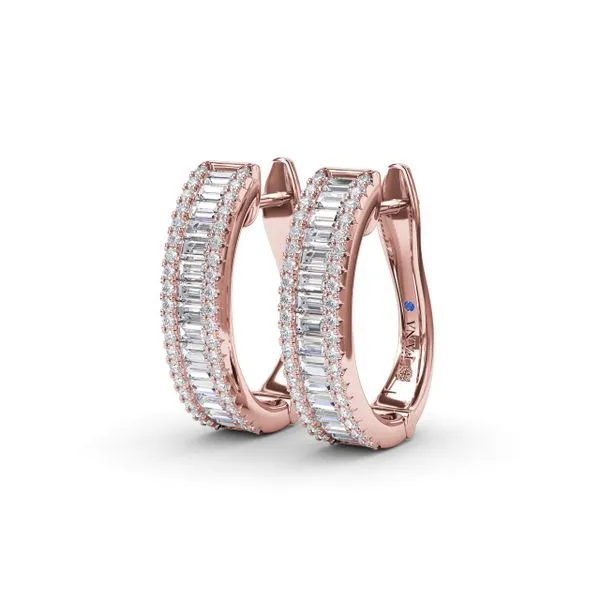 Baguette Diamond Hoops Image 2 Quest Fine Jewelers Fairfax, VA