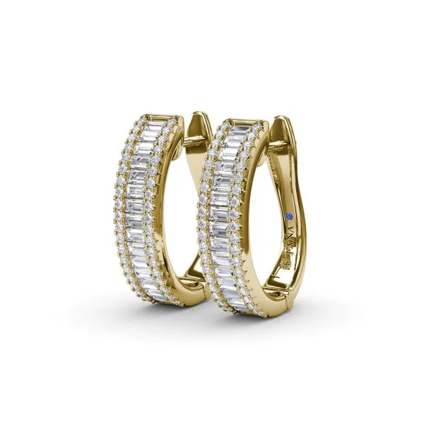 Baguette Diamond Hoops Image 2 Steve Lennon & Co Jewelers  New Hartford, NY