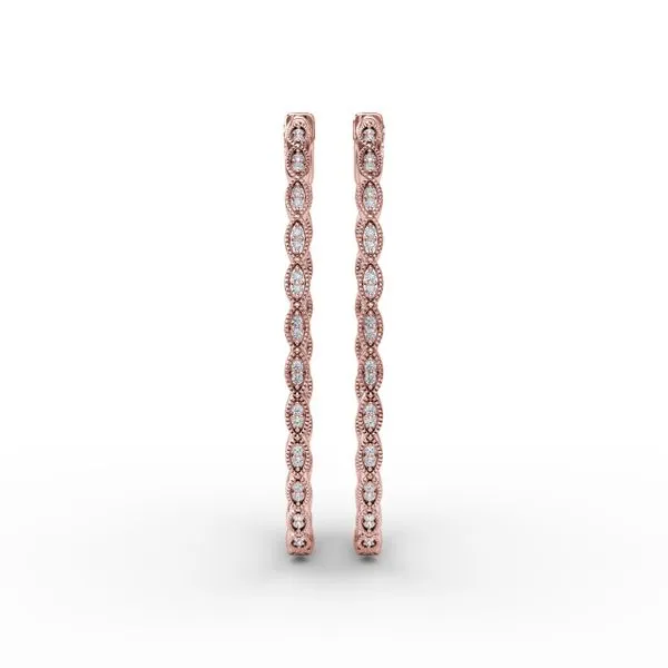 Flawless Filigree Diamond Hoops  Image 2 Castle Couture Fine Jewelry Manalapan, NJ