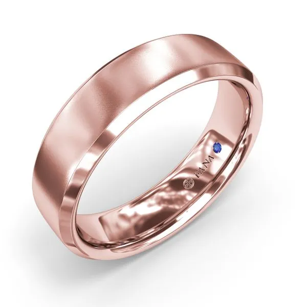 Sandblast Finish Bevel Edge Men's Band Image 2 Steve Lennon & Co Jewelers  New Hartford, NY