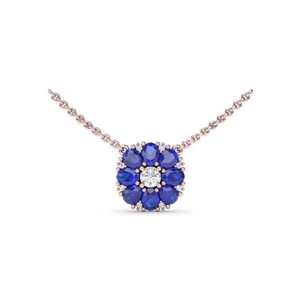Sapphire Flower Cluster Necklace Moore Jewelers Laredo, TX