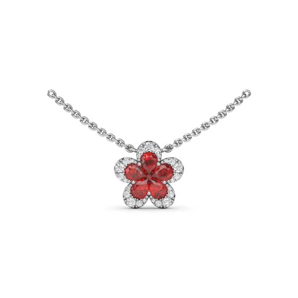 Magnolia Ruby and Diamond Necklace Steve Lennon & Co Jewelers  New Hartford, NY