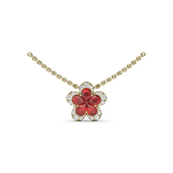 Magnolia Ruby and Diamond Necklace Jim's Jewelers Tyler, TX