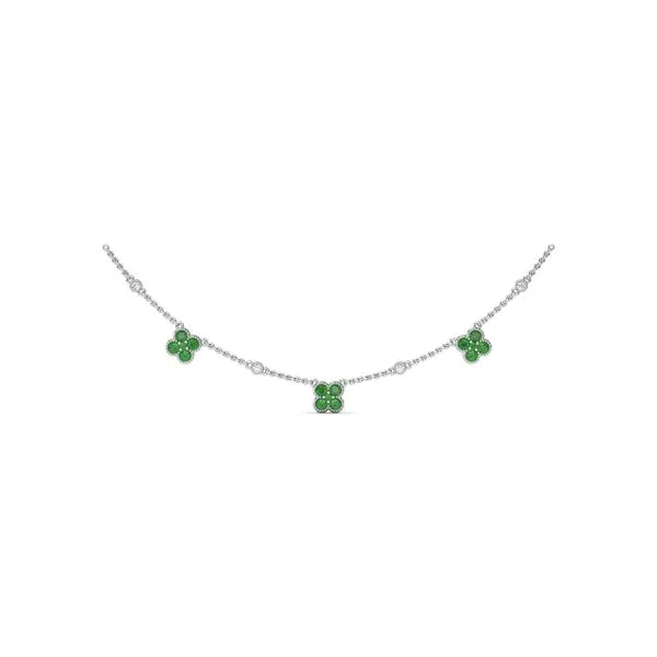Magnolia Milgrain Emerald Necklace Steve Lennon & Co Jewelers  New Hartford, NY