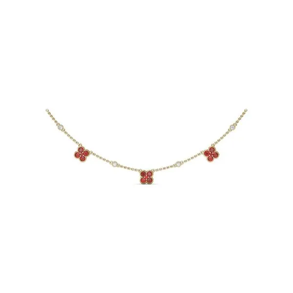 Magnolia Milgrain Ruby Necklace Steve Lennon & Co Jewelers  New Hartford, NY