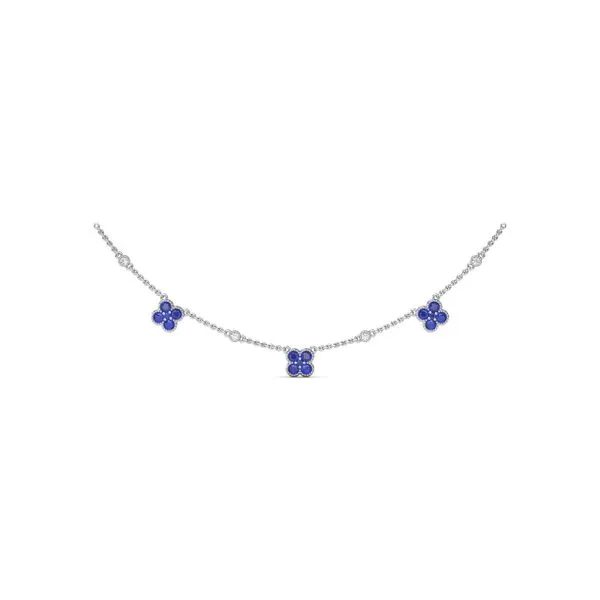 Magnolia Milgrain Sapphire Necklace Steve Lennon & Co Jewelers  New Hartford, NY