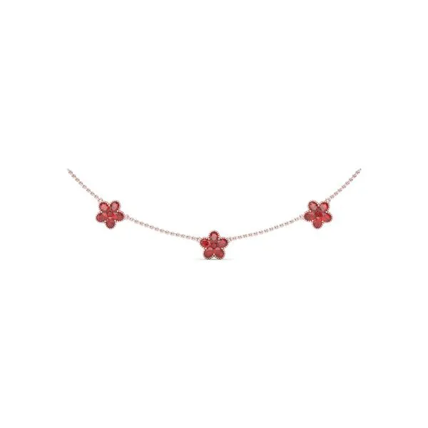 Three-Station Ruby Magnolia Necklace Moore Jewelers Laredo, TX