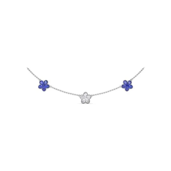 Three-Station Diamond and Sapphire Necklace Quenan's Fine Jewelers Georgetown, TX