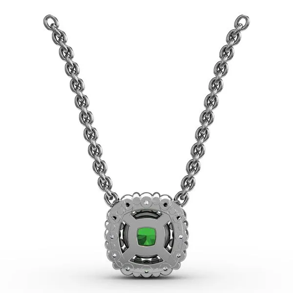 Classic Round Emerald and Diamond Pendant Image 3 Gaines Jewelry FLINT, MI