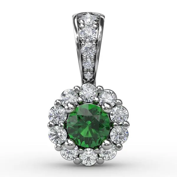 Halo Emerald and Diamond Pendant  Castle Couture Fine Jewelry Manalapan, NJ