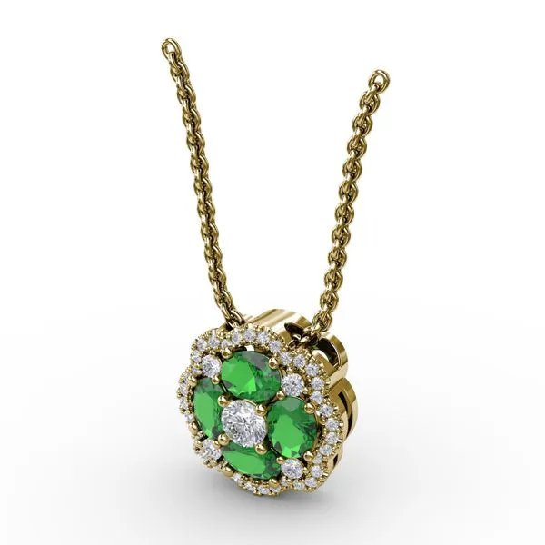 Love in Bloom Emerald and Diamond Pendant Image 2 Gaines Jewelry FLINT, MI