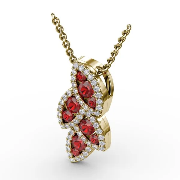 Glam Galore Ruby and Diamond Leaf Pendant Image 2 Steve Lennon & Co Jewelers  New Hartford, NY