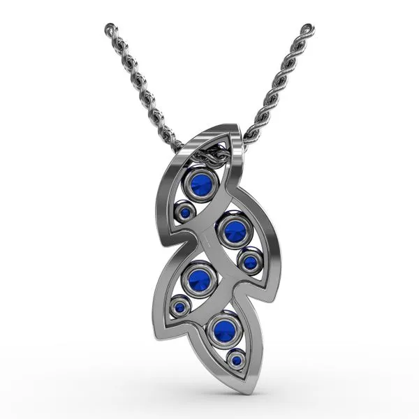 Glam Galore Sapphire and Diamond Leaf Pendant Image 3 Steve Lennon & Co Jewelers  New Hartford, NY