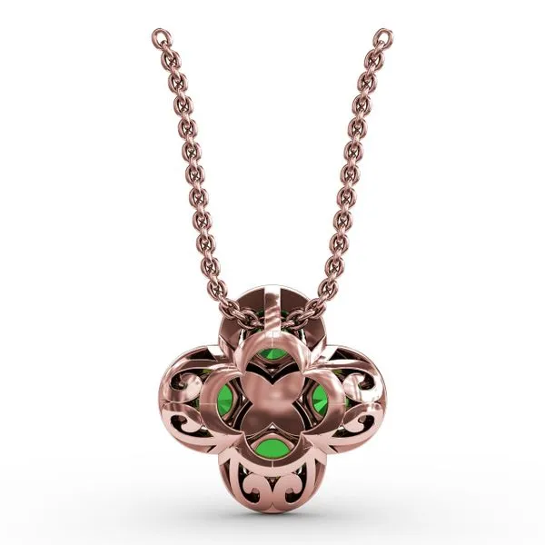 Flower Emerald and Diamond Pendant  Image 3 Steve Lennon & Co Jewelers  New Hartford, NY