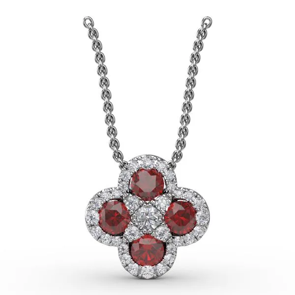 Flower Ruby and Diamond Pendant  Castle Couture Fine Jewelry Manalapan, NJ