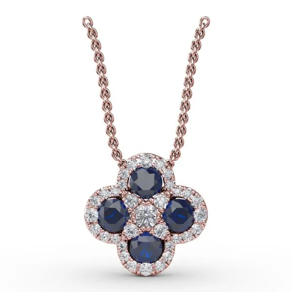 Flower Sapphire and Diamond Pendant  Castle Couture Fine Jewelry Manalapan, NJ