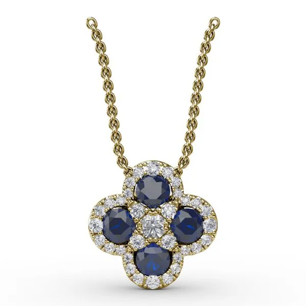 Flower Sapphire and Diamond Pendant  Castle Couture Fine Jewelry Manalapan, NJ