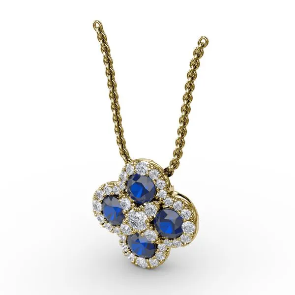Flower Sapphire and Diamond Pendant  Image 2 Castle Couture Fine Jewelry Manalapan, NJ