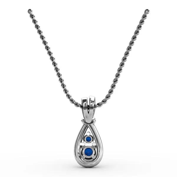 Teardrop Sapphire and Diamond Pendant  Image 3 Gaines Jewelry FLINT, MI