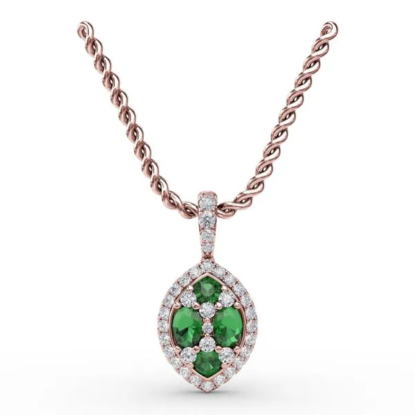 Marquise Emerald and Diamond Pendant  Castle Couture Fine Jewelry Manalapan, NJ