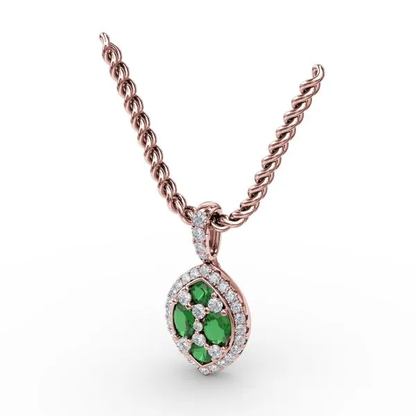 Marquise Emerald and Diamond Pendant  Image 2 Castle Couture Fine Jewelry Manalapan, NJ