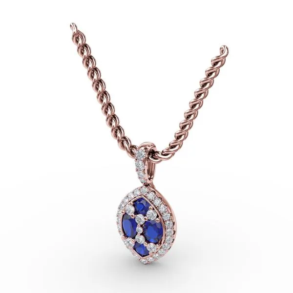 Marquise Sapphire and Diamond Pendant  Image 2 Castle Couture Fine Jewelry Manalapan, NJ