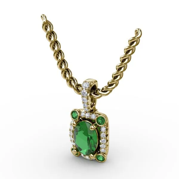 Feel The Elegance Emerald and Diamond Pendant Image 2 Gaines Jewelry FLINT, MI