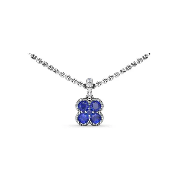 Magnolia Milgrain Sapphire Pendant Quenan's Fine Jewelers Georgetown, TX