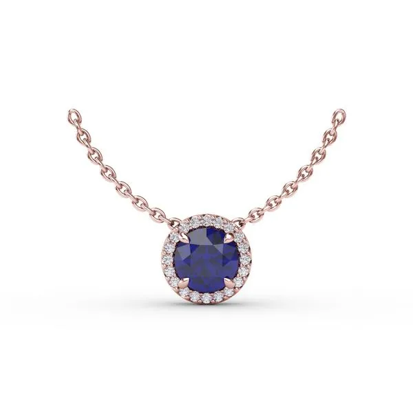 Classic Sapphire and Diamond Pendant Necklace Gaines Jewelry FLINT, MI