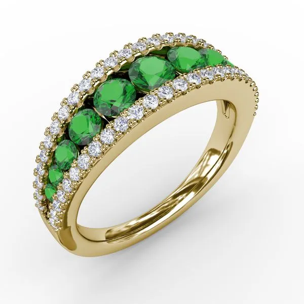Walk This Way Emerald and Diamond Ring Image 2 Steve Lennon & Co Jewelers  New Hartford, NY