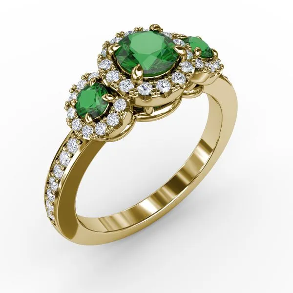 Dazzling Three Stone Emerald And Diamond Ring Image 2 Gaines Jewelry FLINT, MI